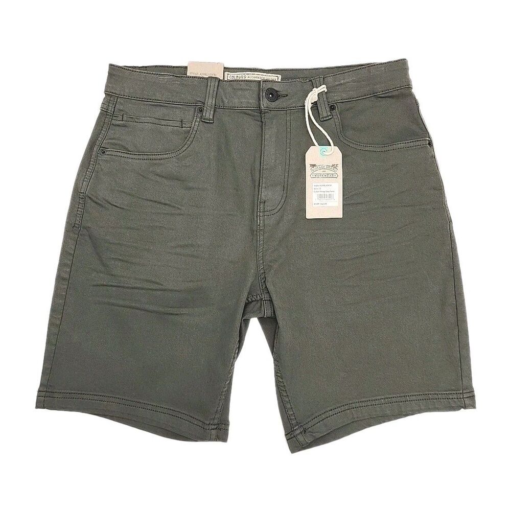 Alexander Julian Colours Shorts Men's 32 Green Chino Flat 8" Inseam Stretch NEW